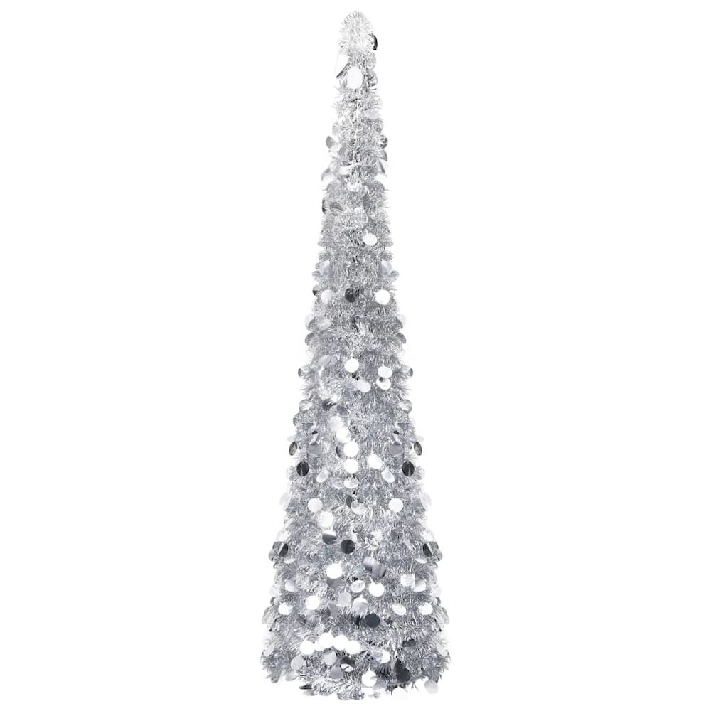 Pop-up Christmas Tree Silver PET 70.9 in Collapsible. Picture 1