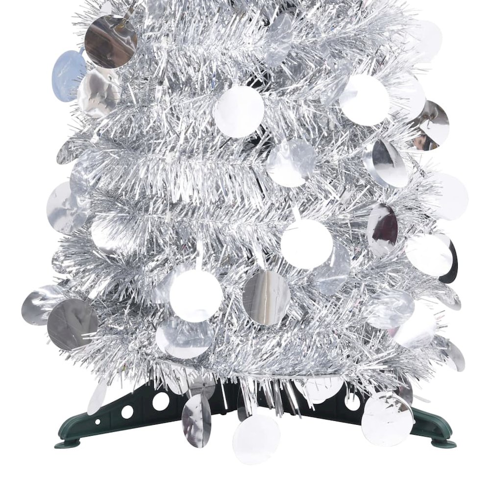 Pop-up Christmas Tree Silver PET 70.9 in Collapsible. Picture 3