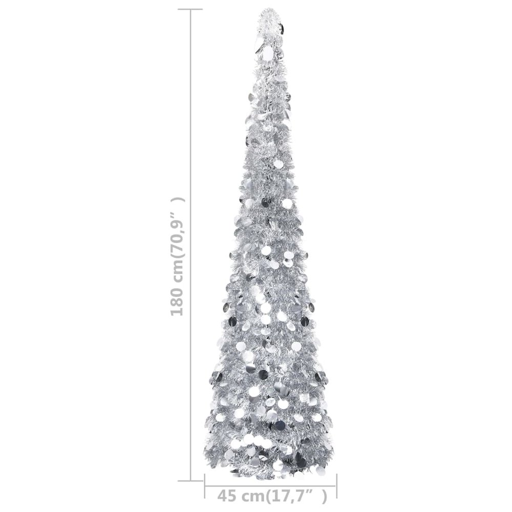 Pop-up Christmas Tree Silver PET 70.9 in Collapsible. Picture 5