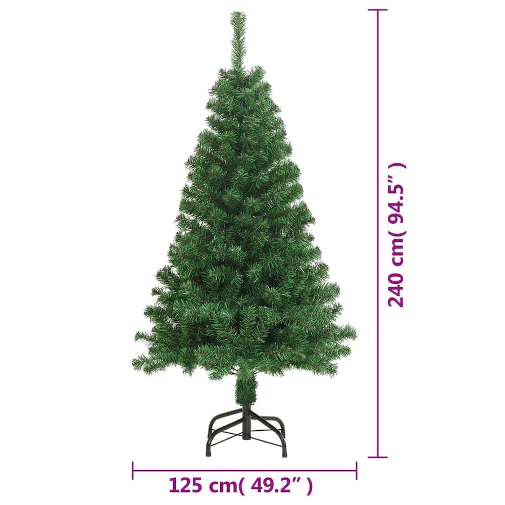 Fake Christmas Tree Green PVC, steel 94.5 in Extra Thick Surface. Picture 6