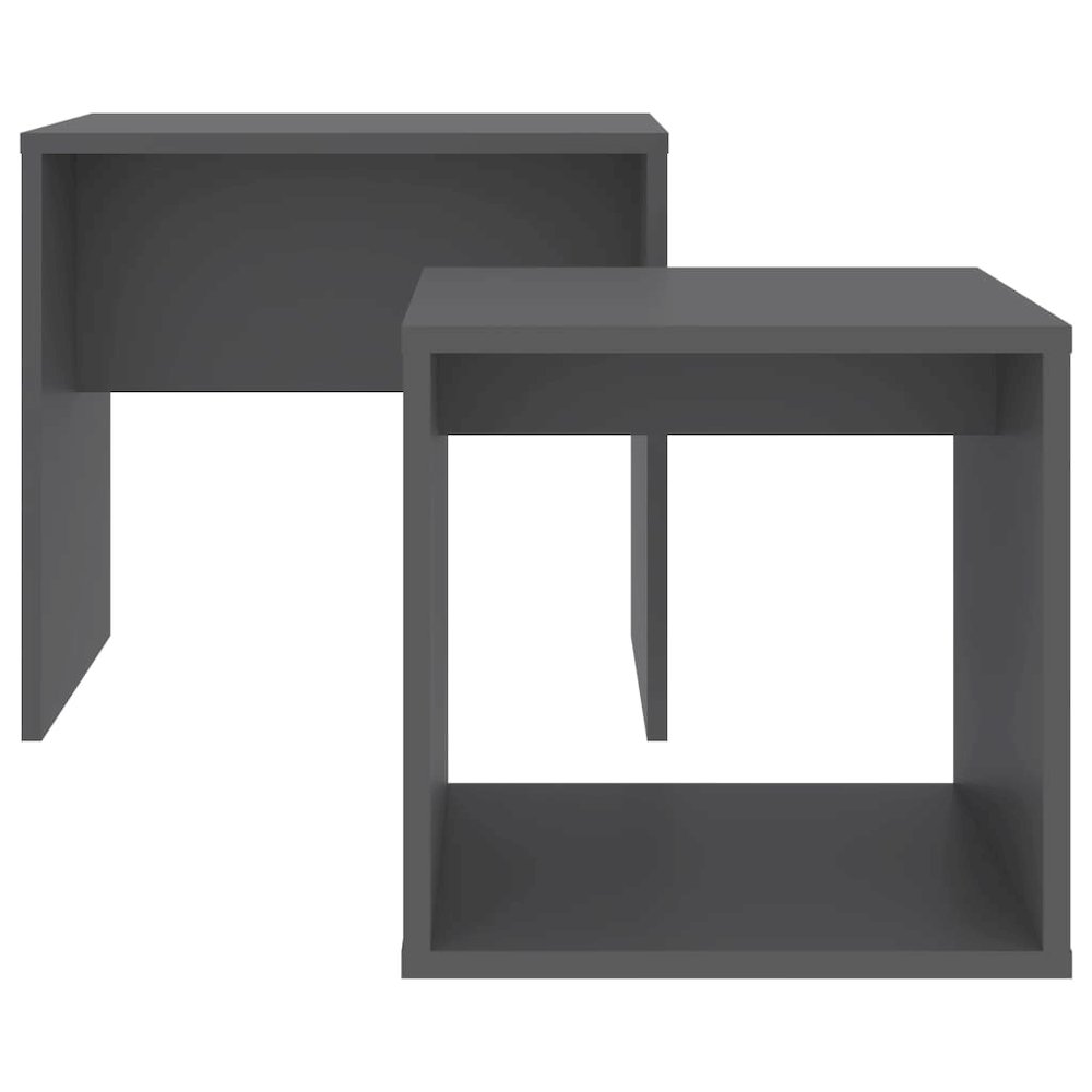 Coffee Table Gray Engineered wood Small Stackable Rectangular. Picture 3