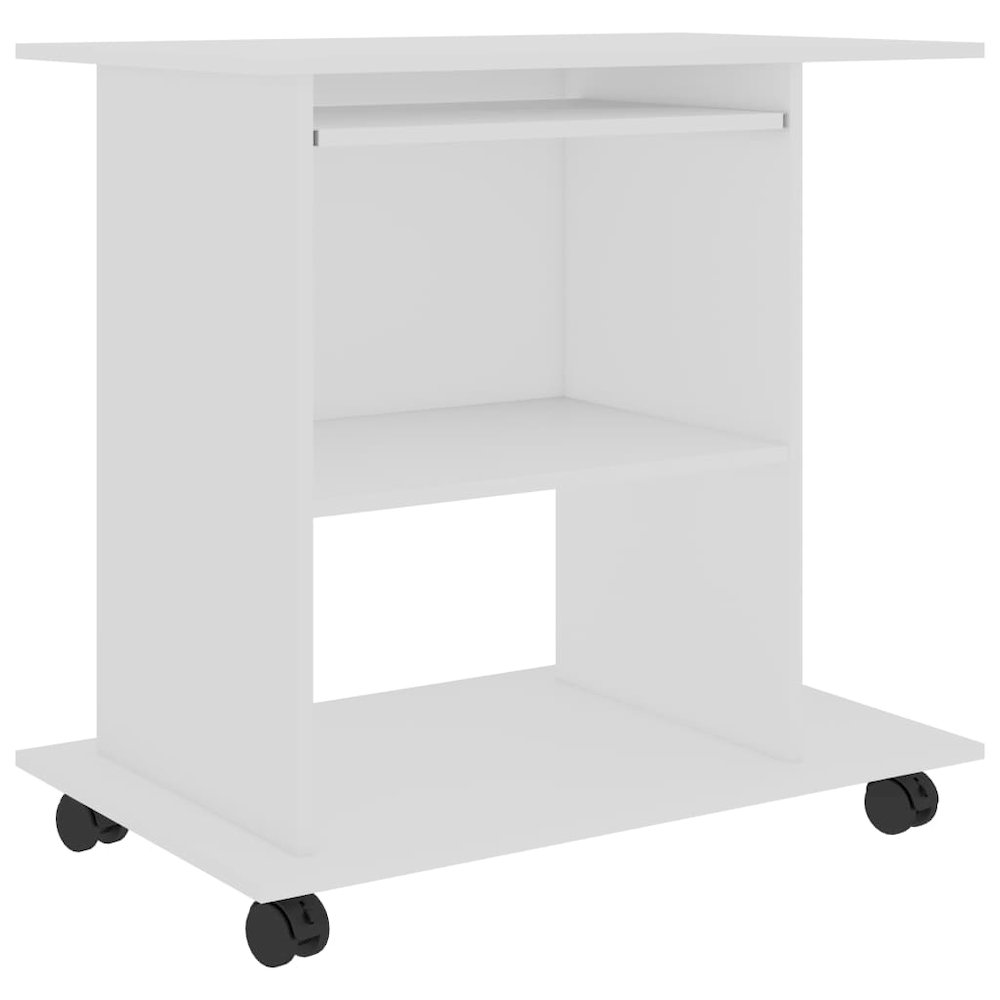 Computer Desk White Engineered wood Compact Pull-Out. Picture 2