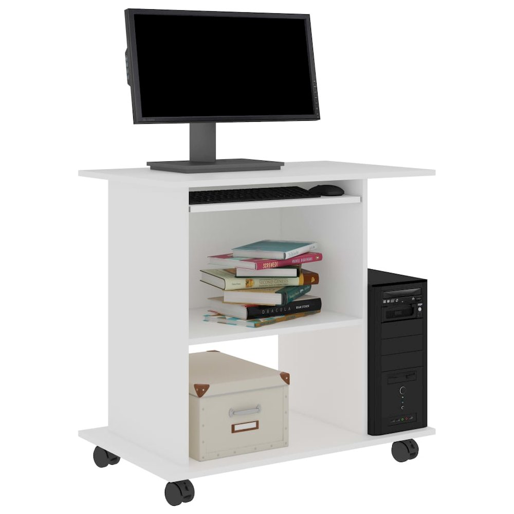 Computer Desk White Engineered wood Compact Pull-Out. Picture 3