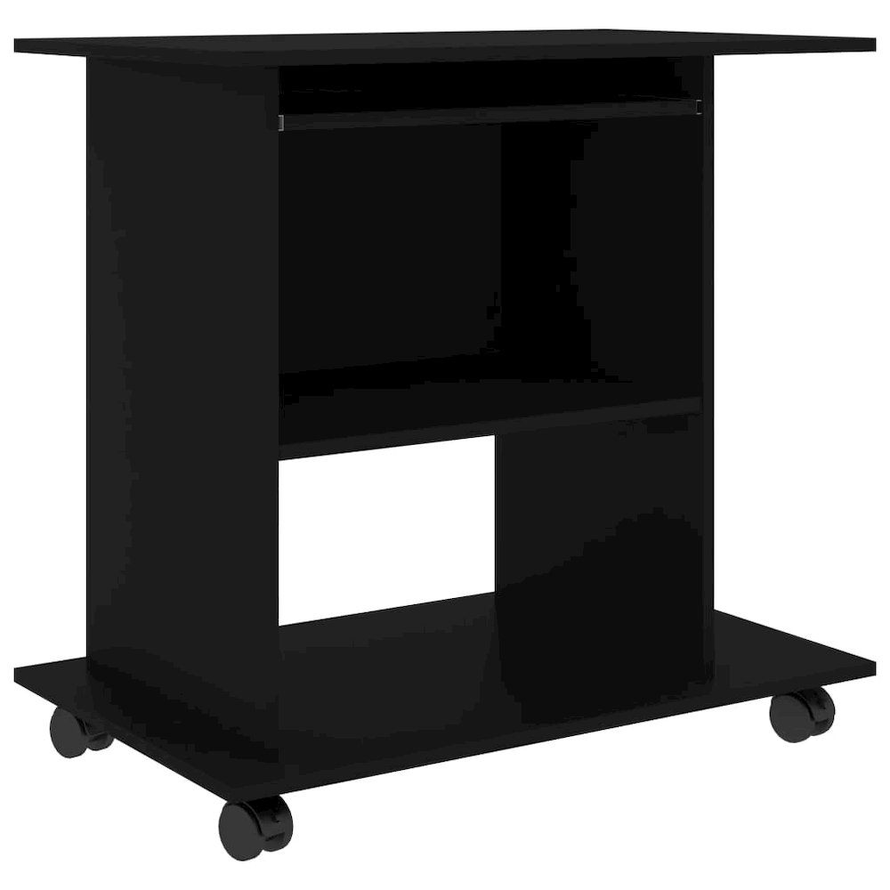 Computer Desk Black Engineered Wood Compact Rollable. Picture 2