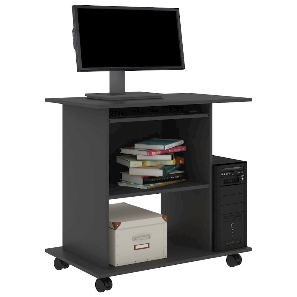 Computer Desk Gray Engineered wood Compact Sliding Components. Picture 3