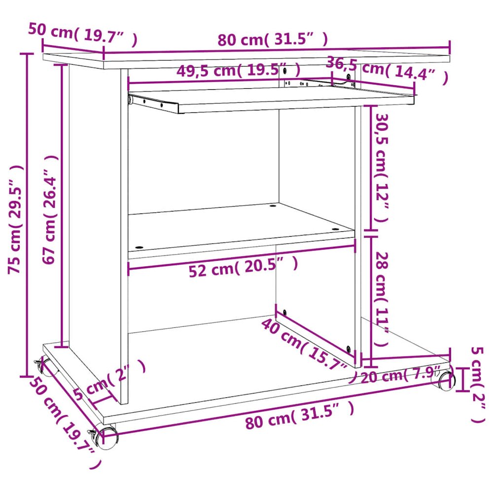 Computer Desk Gray Engineered wood Compact Sliding Components. Picture 6