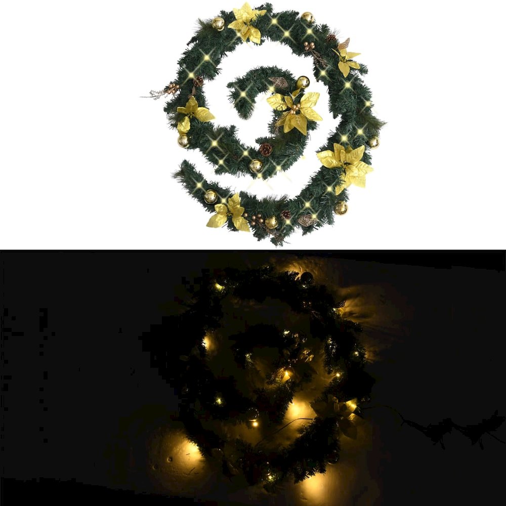 Christmas Garland Green and gold PVC 8.9 feet Christmas Garland. Picture 2