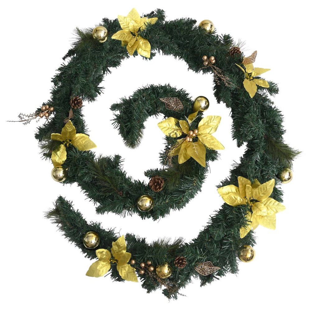 Christmas Garland Green and gold PVC 8.9 feet Christmas Garland. Picture 3
