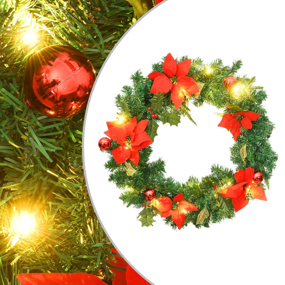 Christmas Wreath Green and Red PVC 23.6 in Decorative Inlays. Picture 1