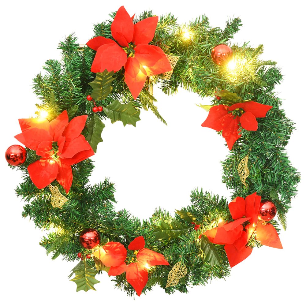 Christmas Wreath Green and Red PVC 23.6 in Decorative Inlays. Picture 2