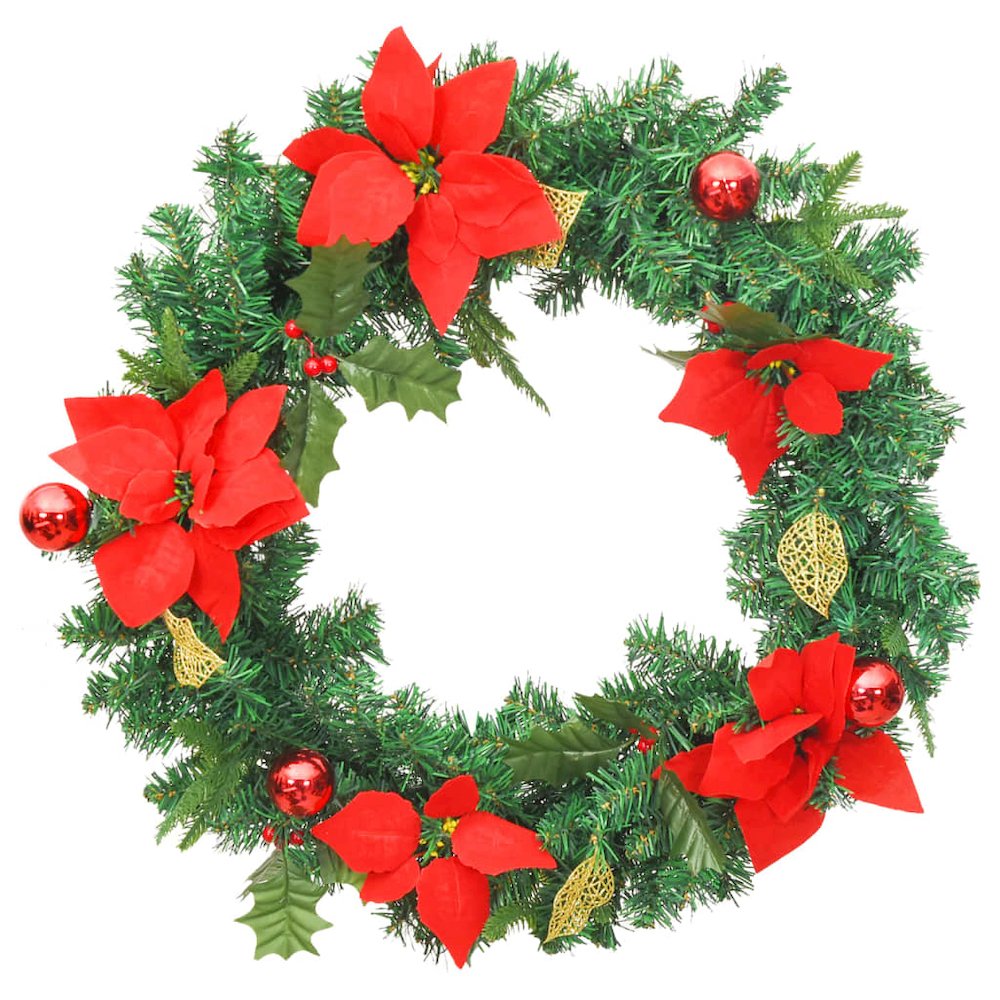 Christmas Wreath Green and Red PVC 23.6 in Decorative Inlays. Picture 3