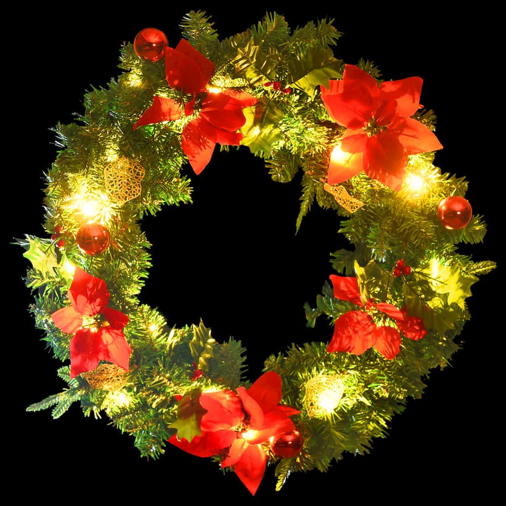 Christmas Wreath Green and Red PVC 23.6 in Decorative Inlays. Picture 4