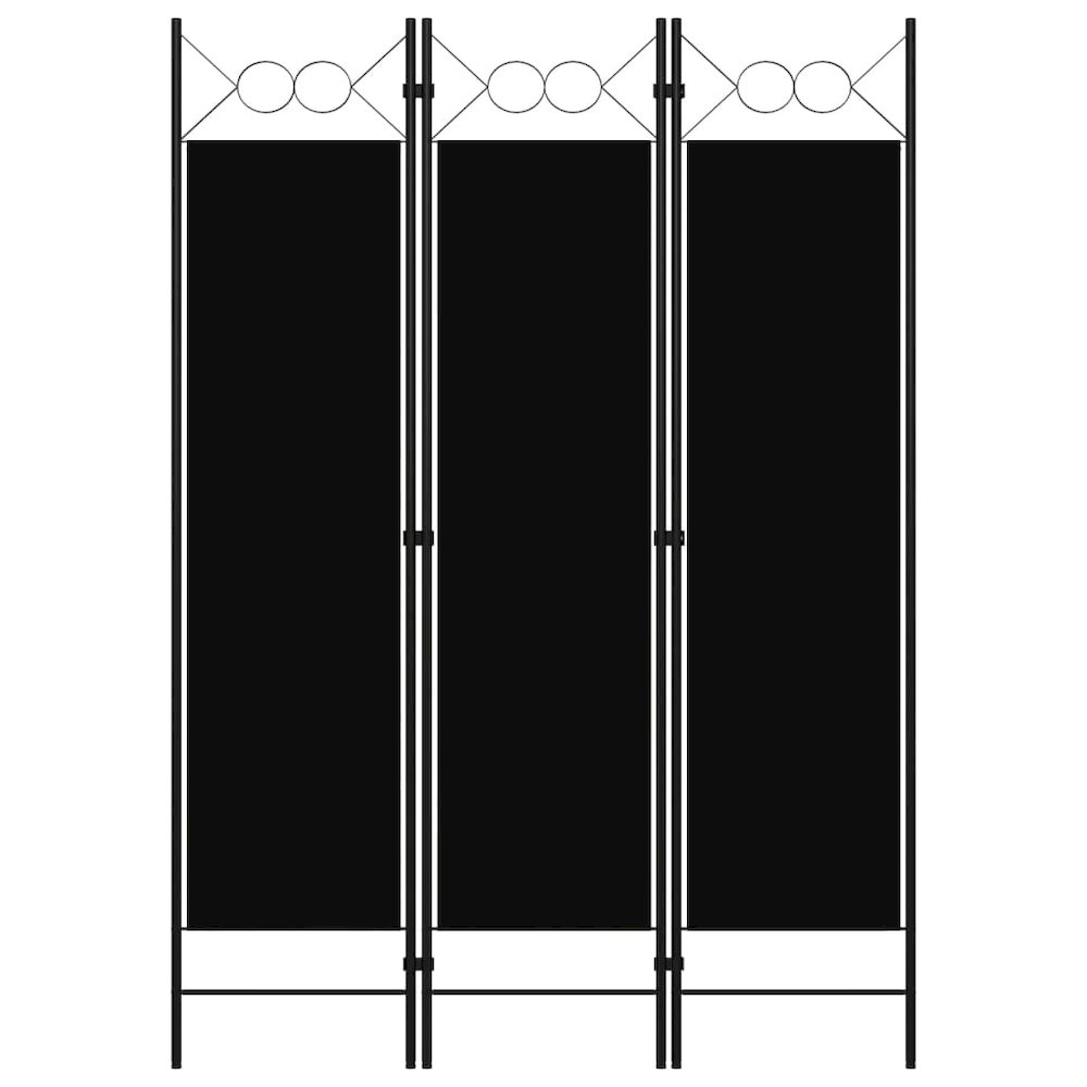 vidaXL 3-Panel Room Divider Black 47.2"x70.9". Picture 1