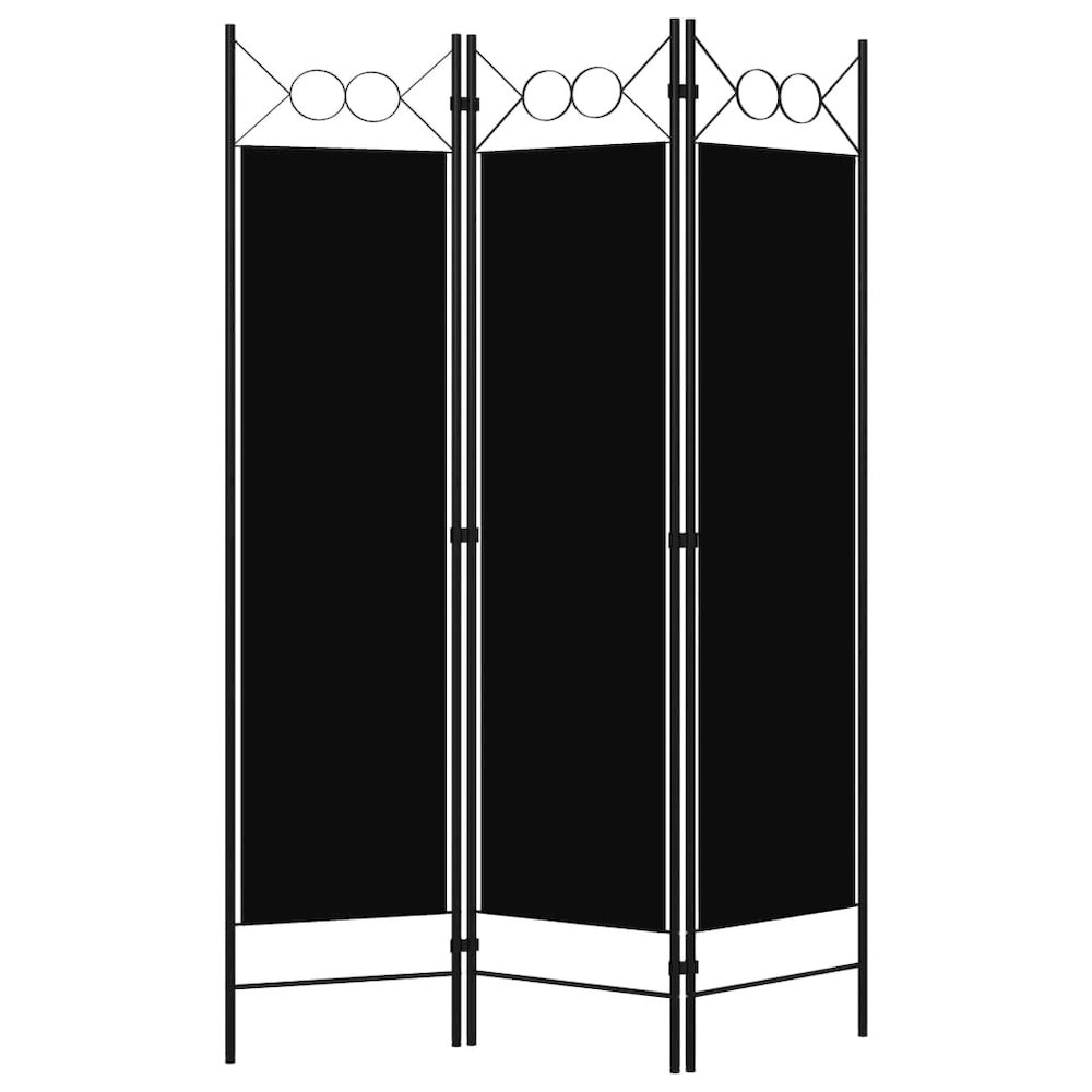 vidaXL 3-Panel Room Divider Black 47.2"x70.9". Picture 2