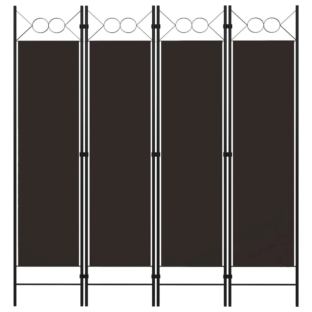 vidaXL 4-Panel Room Divider Brown 63"x70.9". Picture 1