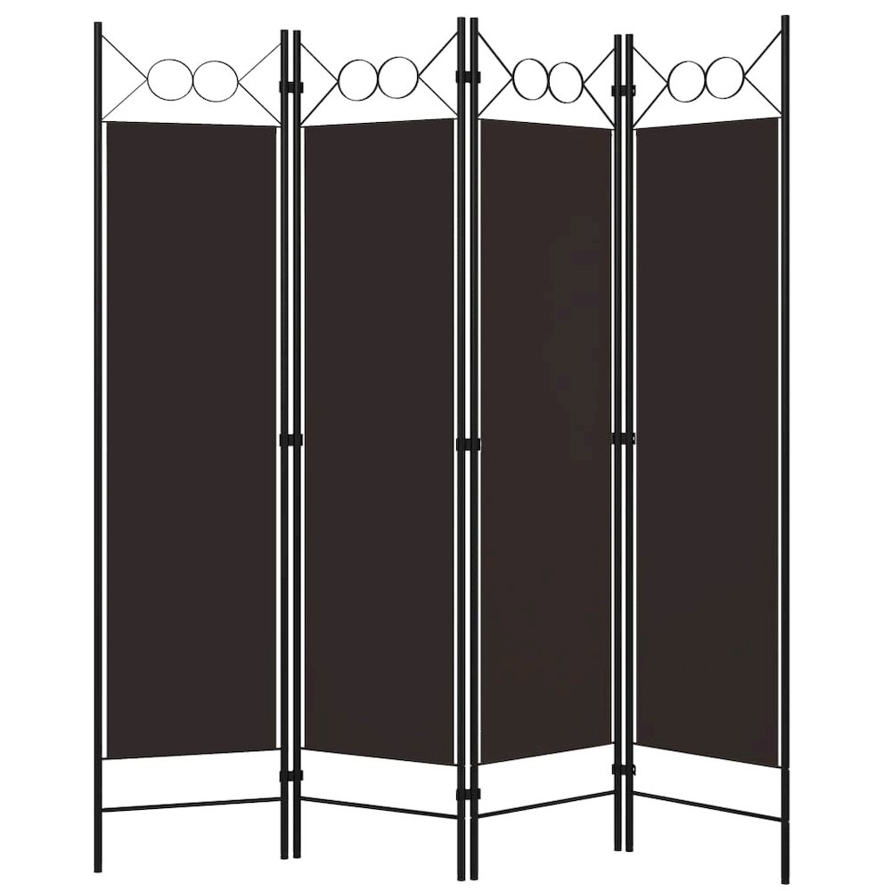 vidaXL 4-Panel Room Divider Brown 63"x70.9". Picture 2