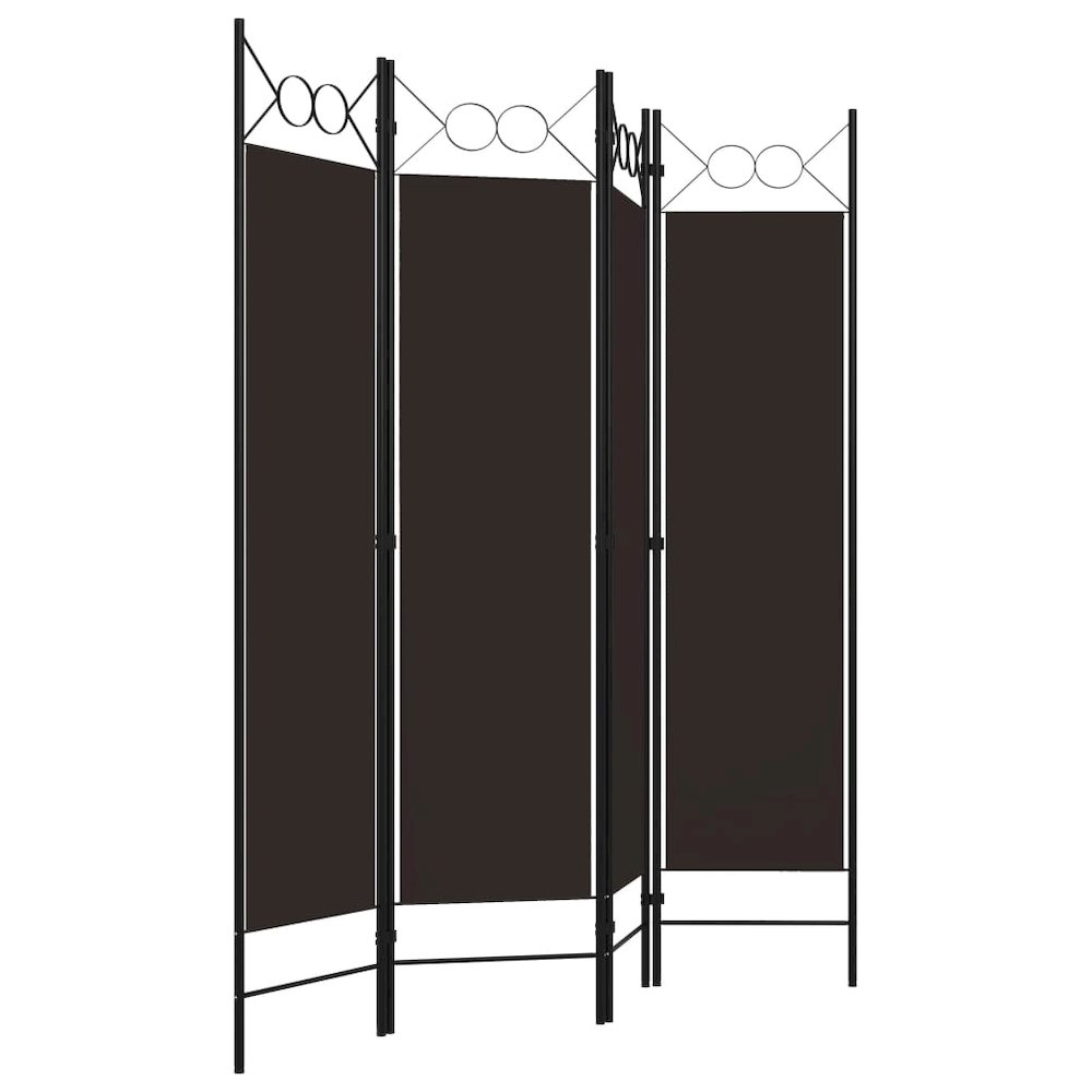 vidaXL 4-Panel Room Divider Brown 63"x70.9". Picture 3