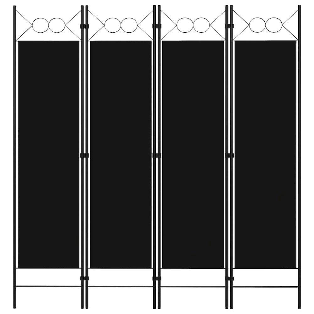 vidaXL 4-Panel Room Divider Black 63"x70.9". Picture 1