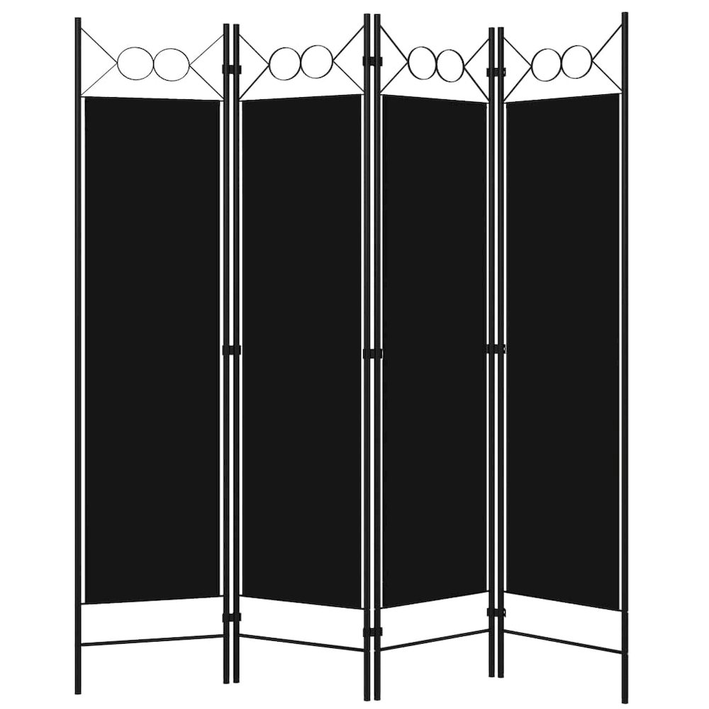 vidaXL 4-Panel Room Divider Black 63"x70.9". Picture 2