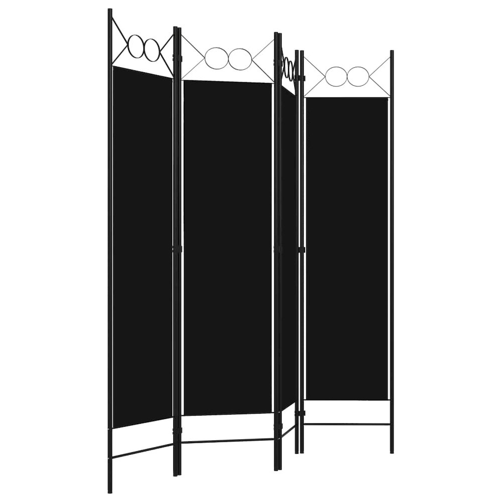 vidaXL 4-Panel Room Divider Black 63"x70.9". Picture 3