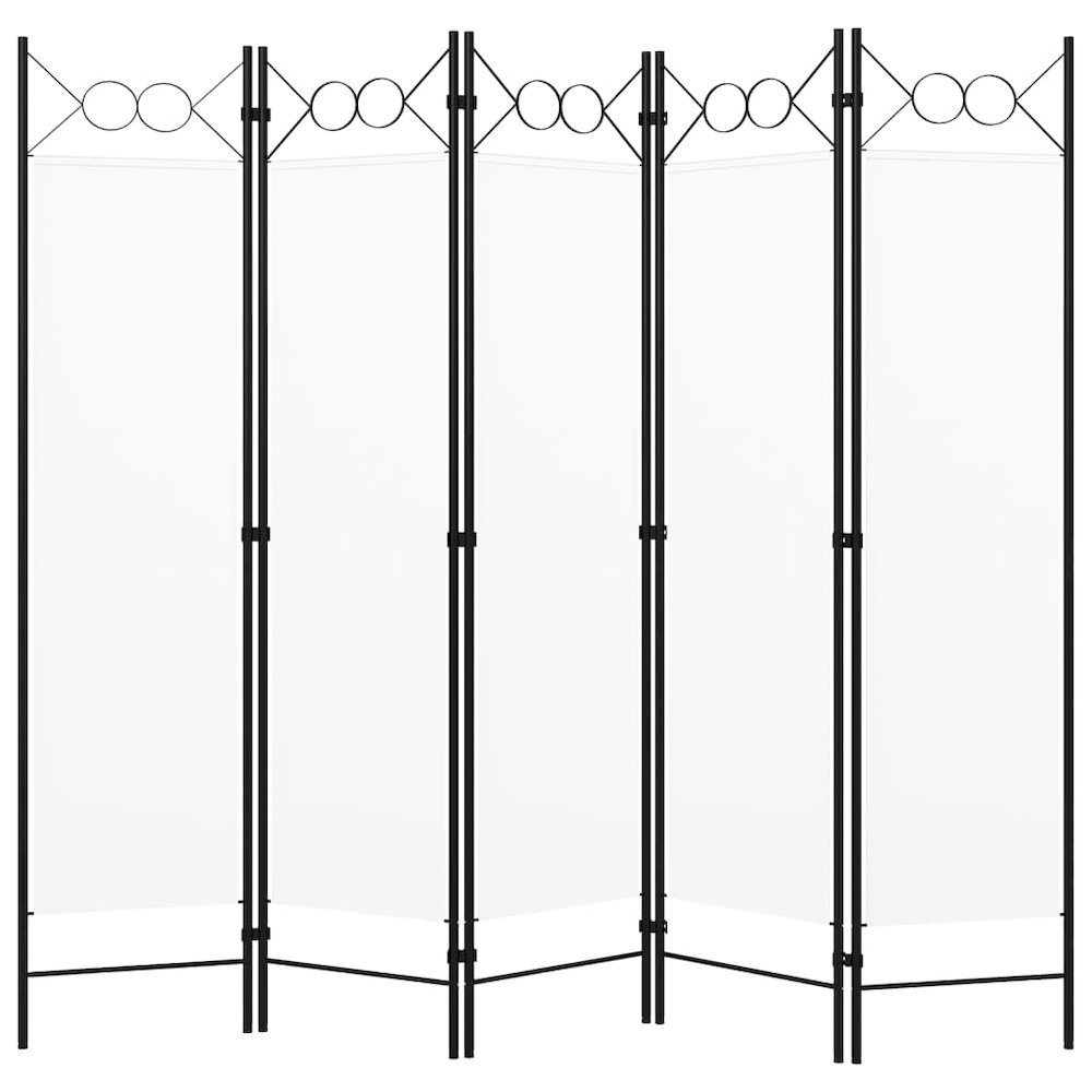 vidaXL 5-Panel Room Divider Cream White 78.7"x70.9". Picture 1