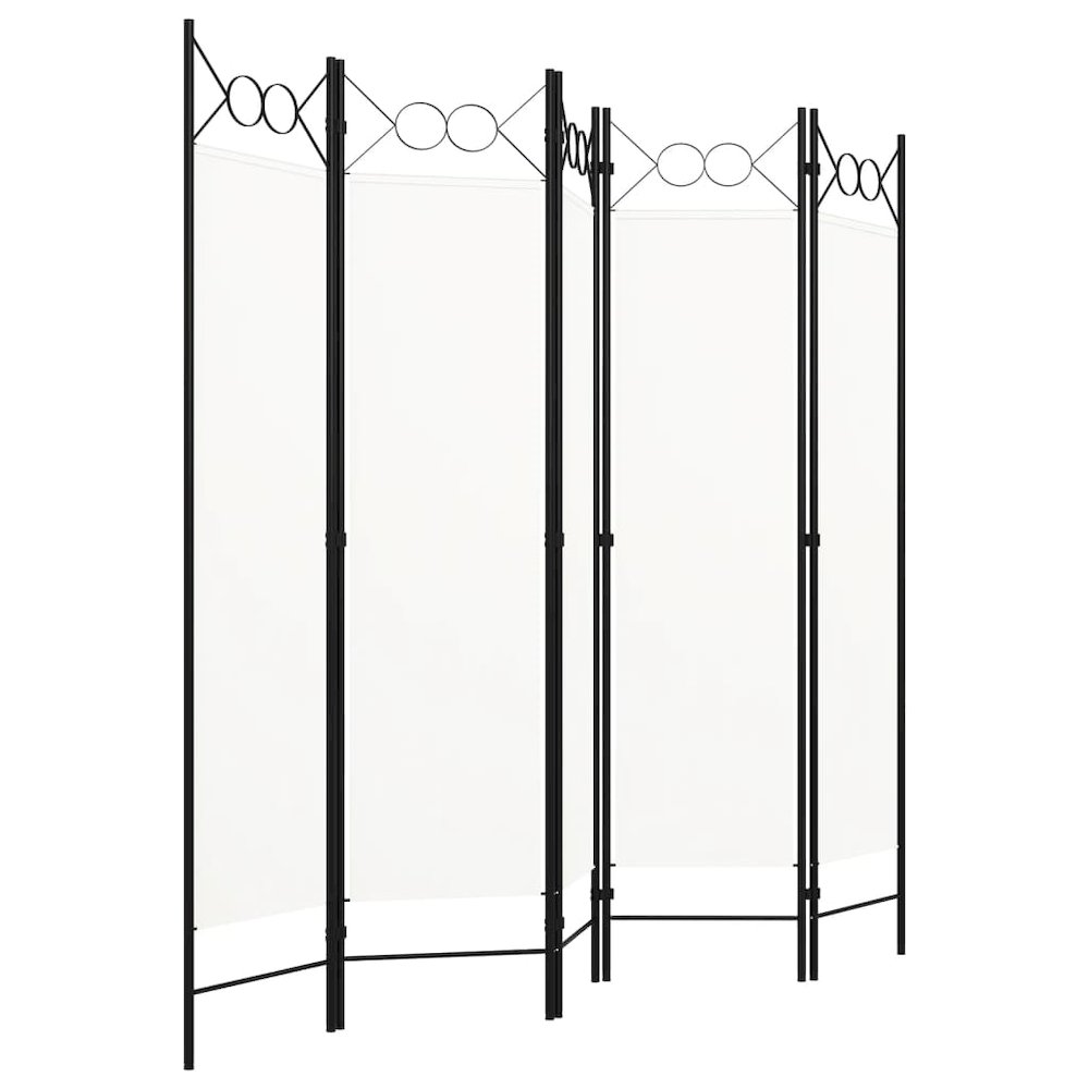 vidaXL 5-Panel Room Divider Cream White 78.7"x70.9". Picture 2