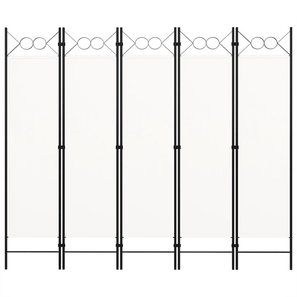 vidaXL 5-Panel Room Divider Cream White 78.7"x70.9". Picture 3