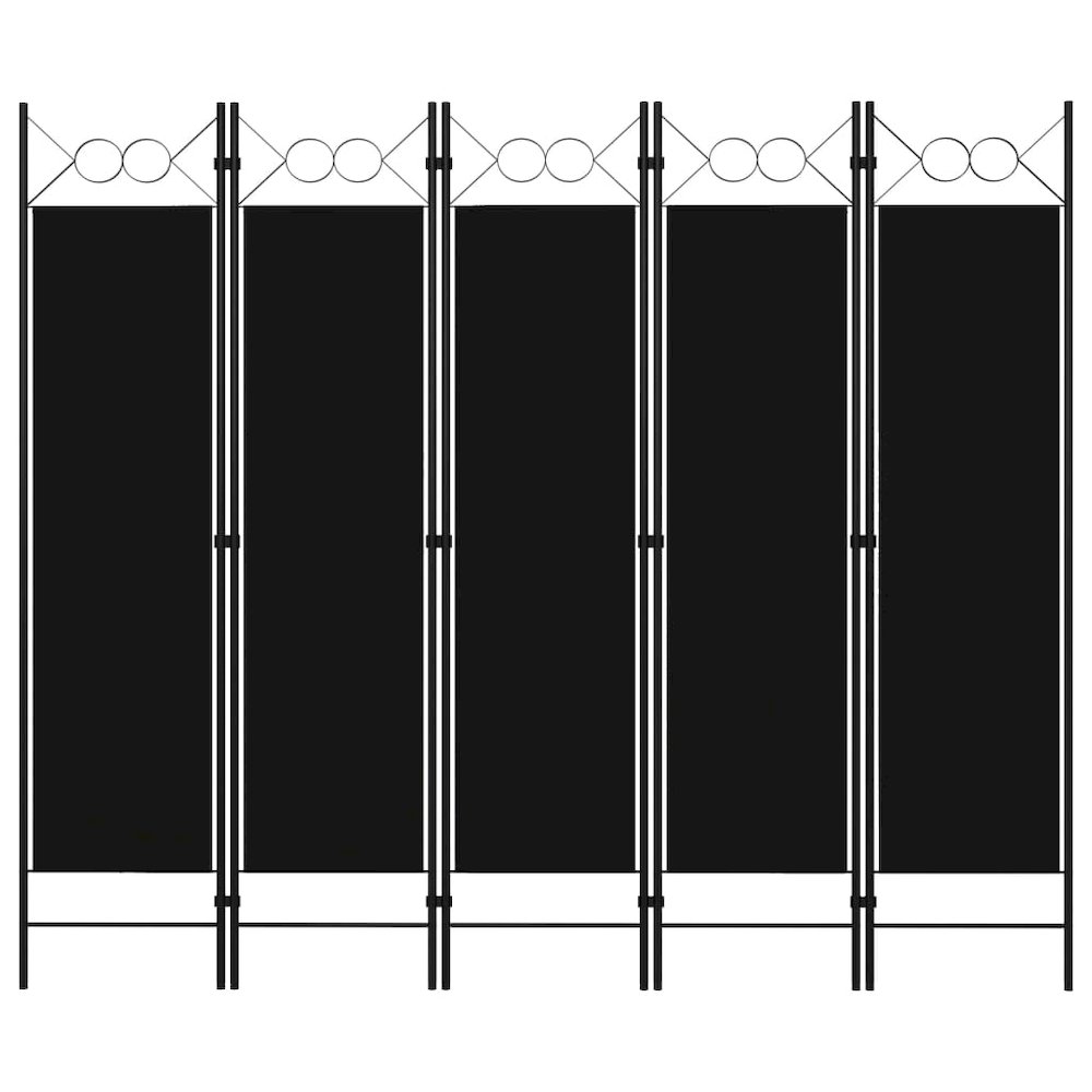 vidaXL 5-Panel Room Divider Black 78.7"x70.9". Picture 1