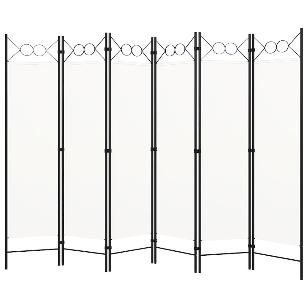 vidaXL 6-Panel Room Divider Cream White 94.5"x70.9". Picture 1