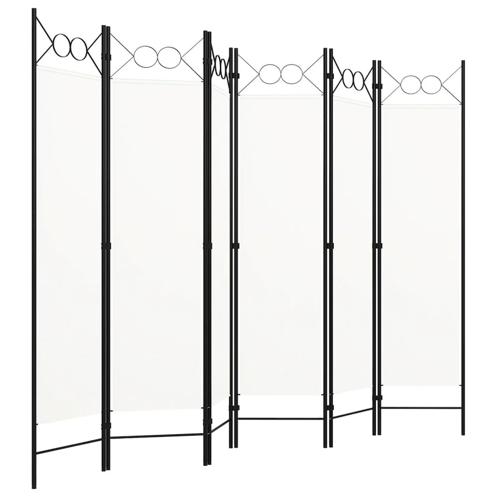 vidaXL 6-Panel Room Divider Cream White 94.5"x70.9". Picture 2