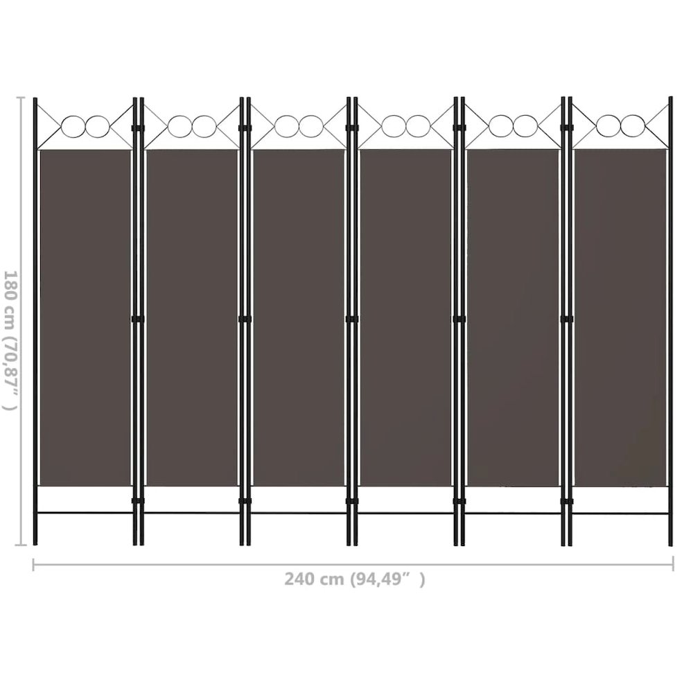 vidaXL 6-Panel Room Divider Anthracite 94.5"x70.9". Picture 6