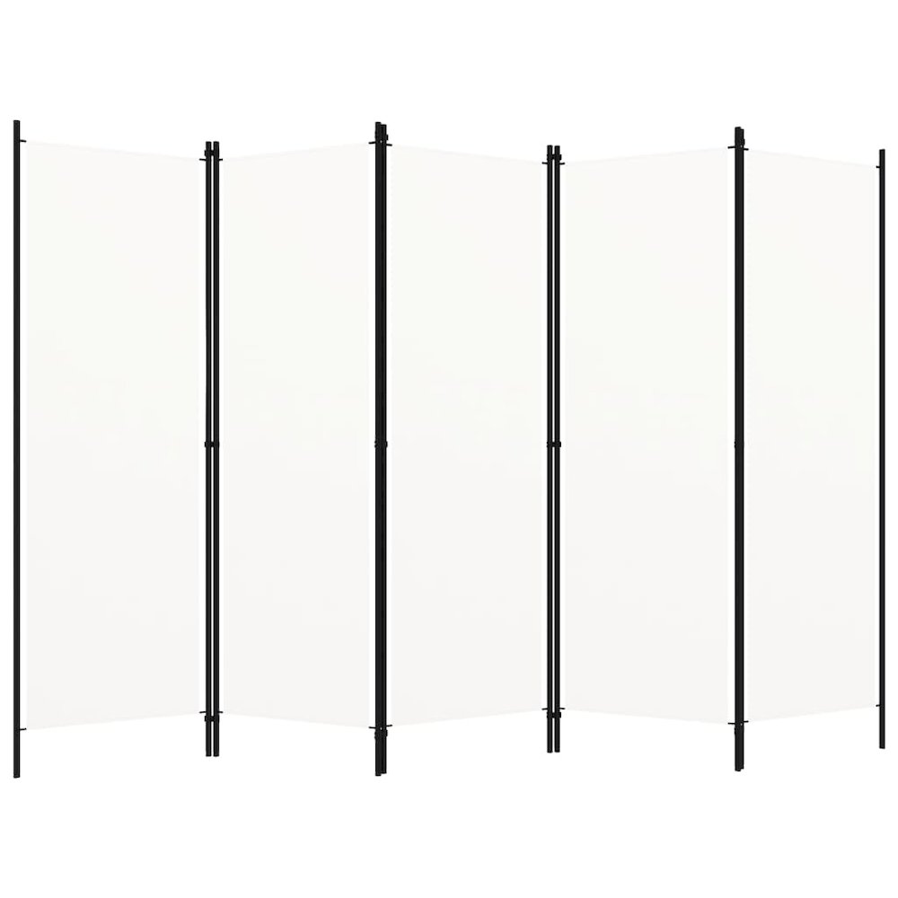 vidaXL 5-Panel Room Divider Cream White 98.4"x70.9". Picture 1