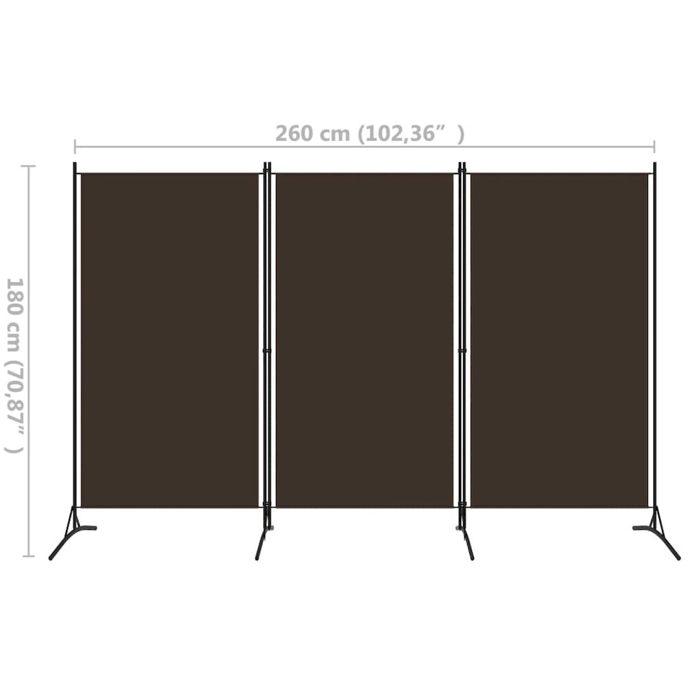 3-Panel Room Divider Brown 102.4"x70.9" Fabric. Picture 5