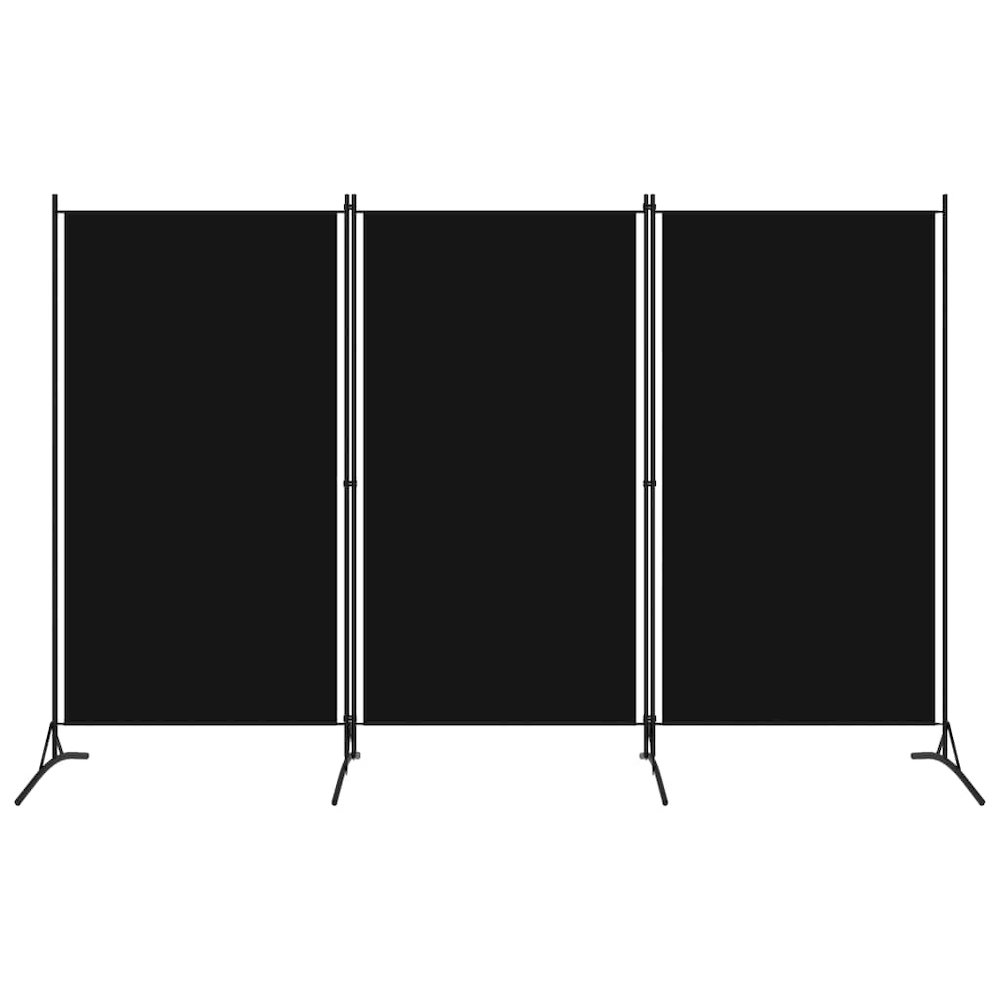 3-Panel Room Divider Black 102.4"x70.9" Fabric. Picture 1