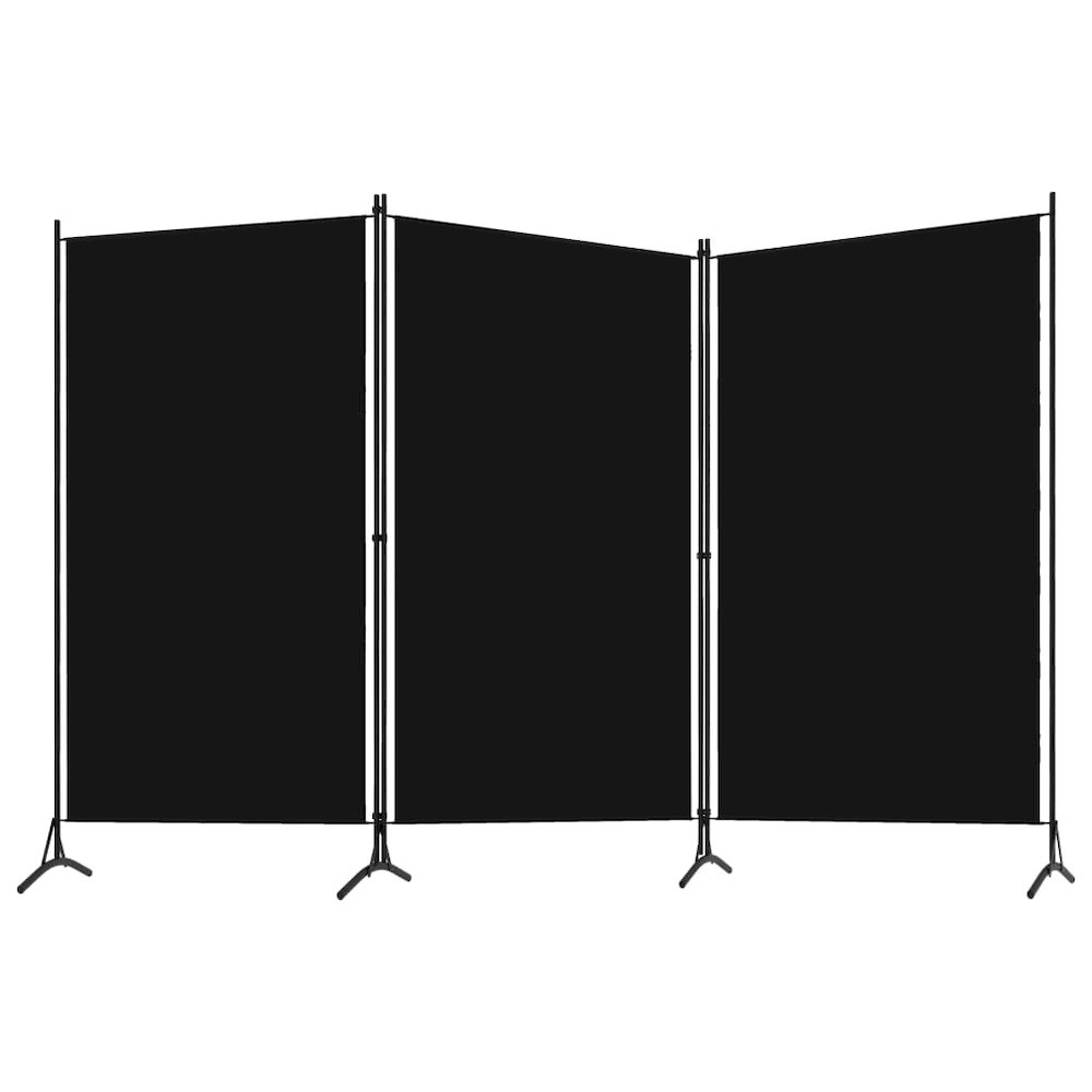 3-Panel Room Divider Black 102.4"x70.9" Fabric. Picture 2