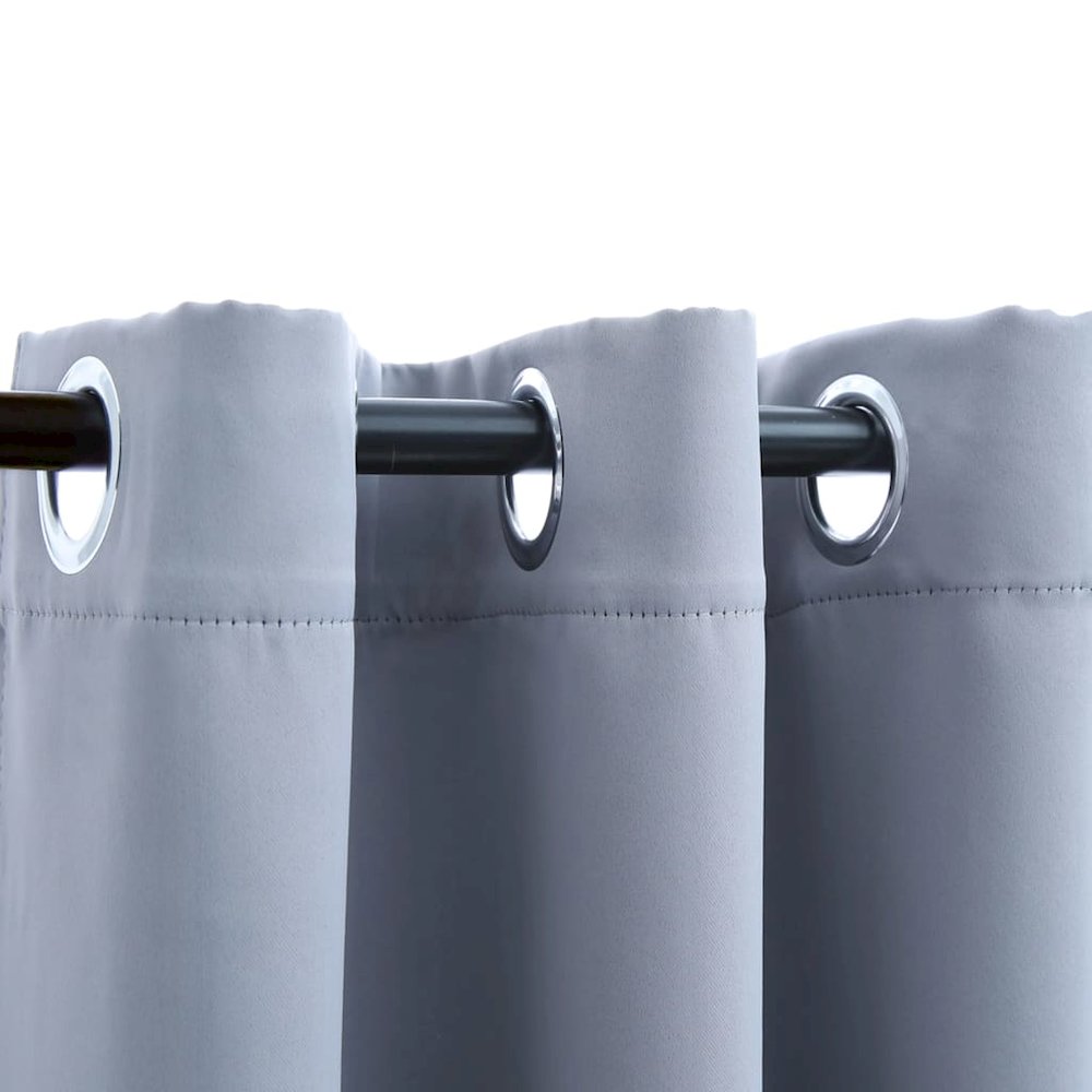 vidaXL Blackout Curtains with Rings 2 pcs Gray 37"x95" Fabric, 134848. Picture 2