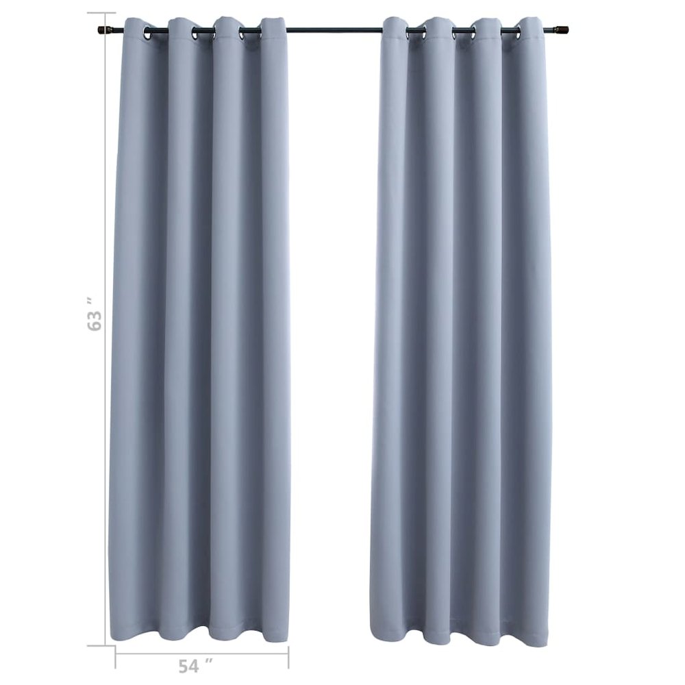 vidaXL Blackout Curtains with Rings 2 pcs Gray 54"x63" Fabric, 134849. Picture 5