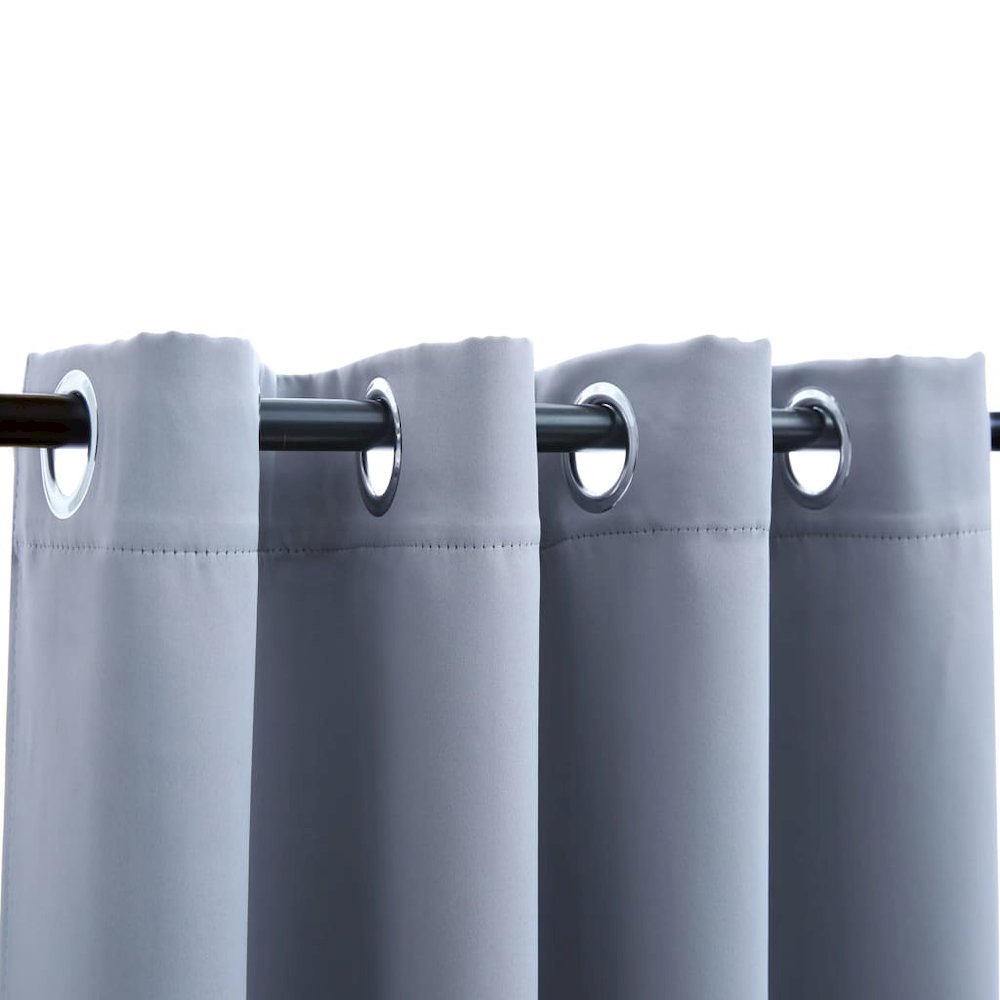vidaXL Blackout Curtains with Rings 2 pcs Gray 54"x84" Fabric, 134850. Picture 3