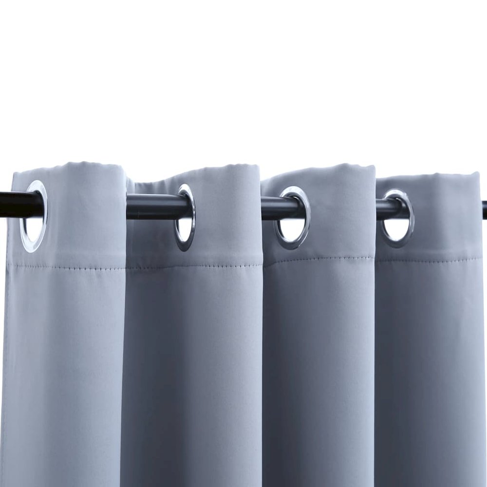 vidaXL Blackout Curtains with Rings 2 pcs Gray 54"x95" Fabric, 134851. Picture 3