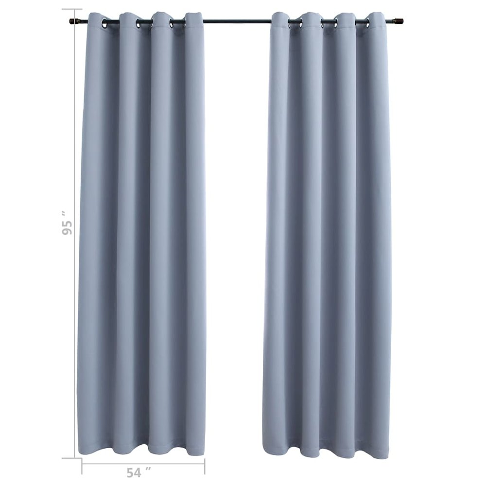 vidaXL Blackout Curtains with Rings 2 pcs Gray 54"x95" Fabric, 134851. Picture 5