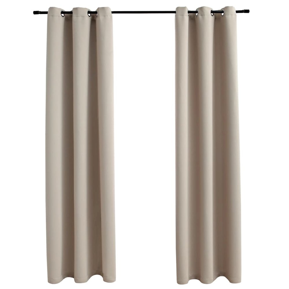vidaXL Blackout Curtains with Rings 2 pcs Beige 37"x84" Fabric, 134853. Picture 1