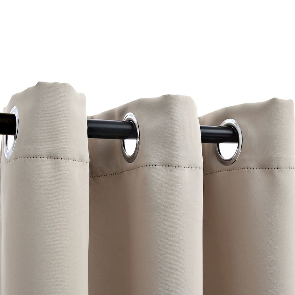 vidaXL Blackout Curtains with Rings 2 pcs Beige 37"x84" Fabric, 134853. Picture 2