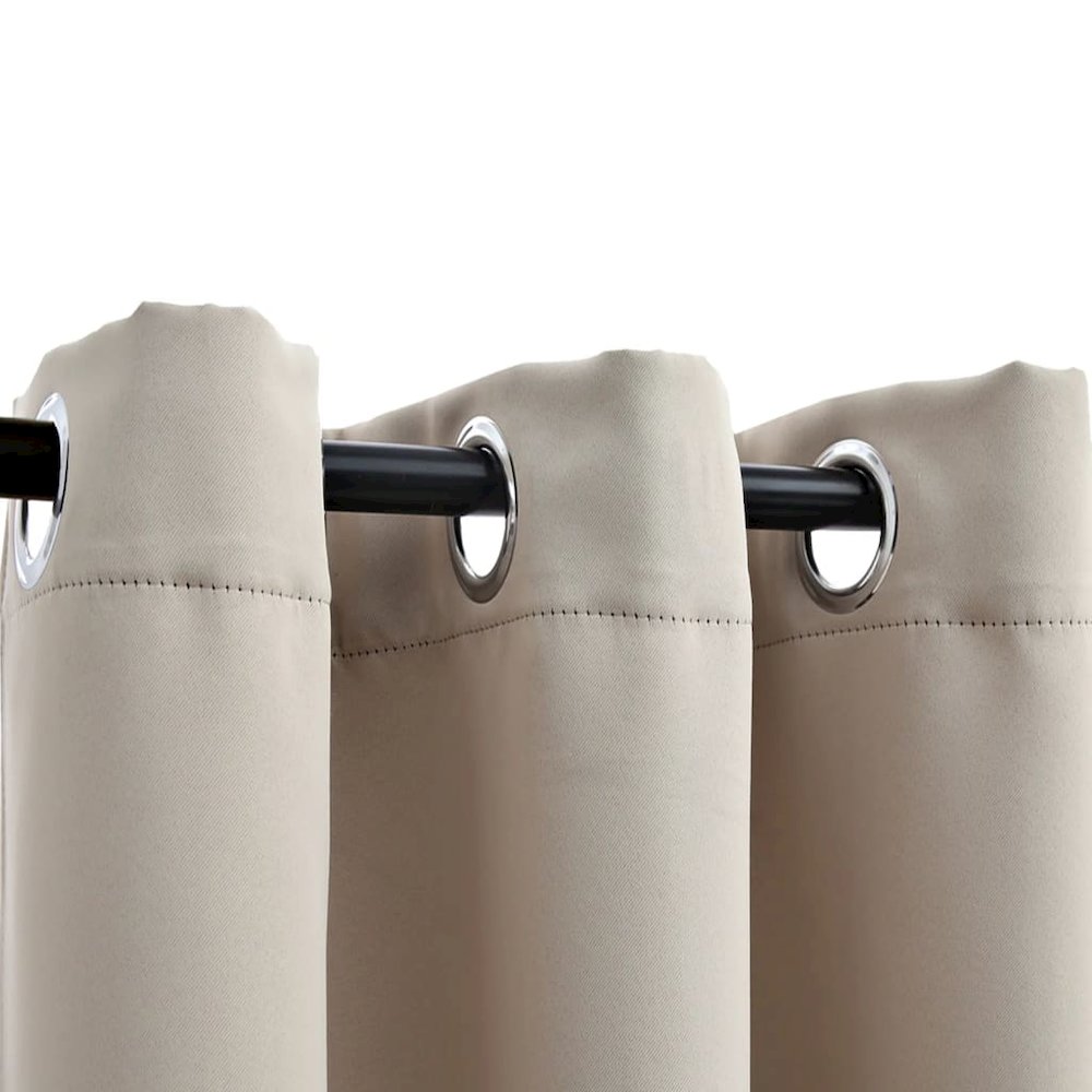 vidaXL Blackout Curtains with Rings 2 pcs Beige 37"x95" Fabric, 134854. Picture 2