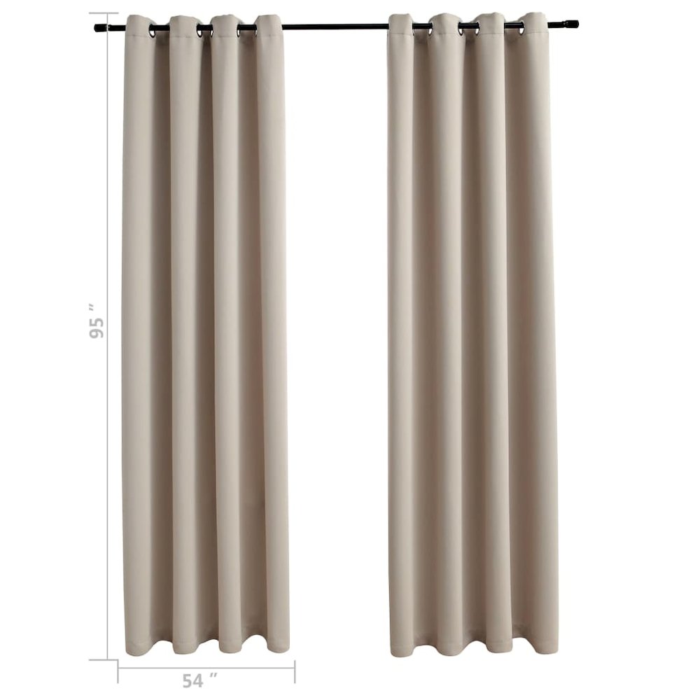 vidaXL Blackout Curtains with Rings 2 pcs Beige 54"x95" Fabric, 134857. Picture 5