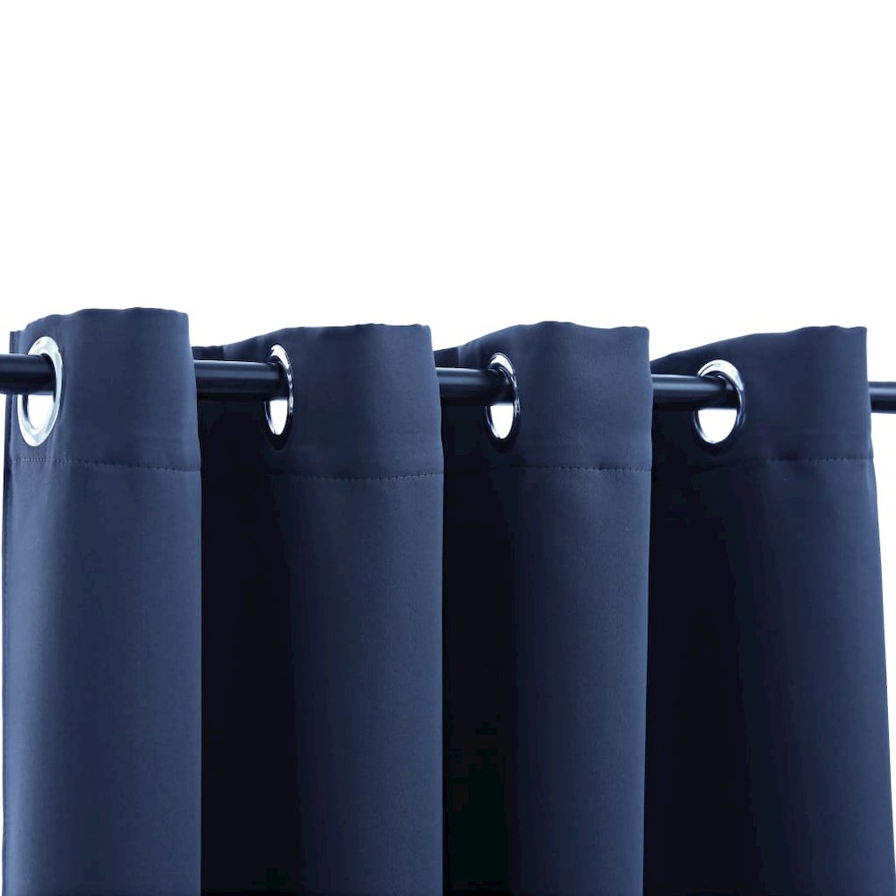 vidaXL Blackout Curtains with Rings 2 pcs Navy Blue 54"x63" Fabric, 134861. Picture 3