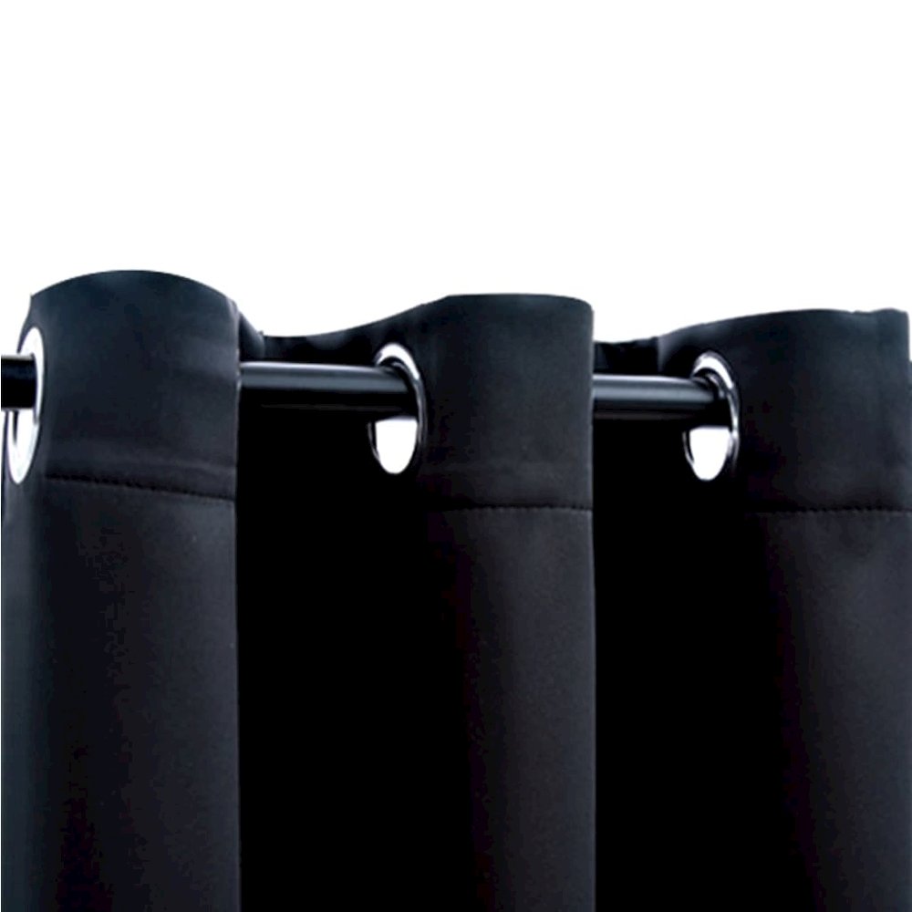 vidaXL Blackout Curtains with Rings 2 pcs Black 37"x63" Fabric, 134834. Picture 2