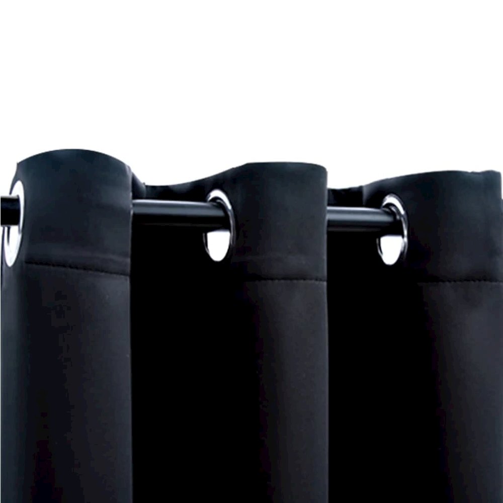 vidaXL Blackout Curtains with Rings 2 pcs Black 37"x95" Fabric, 134836. Picture 2