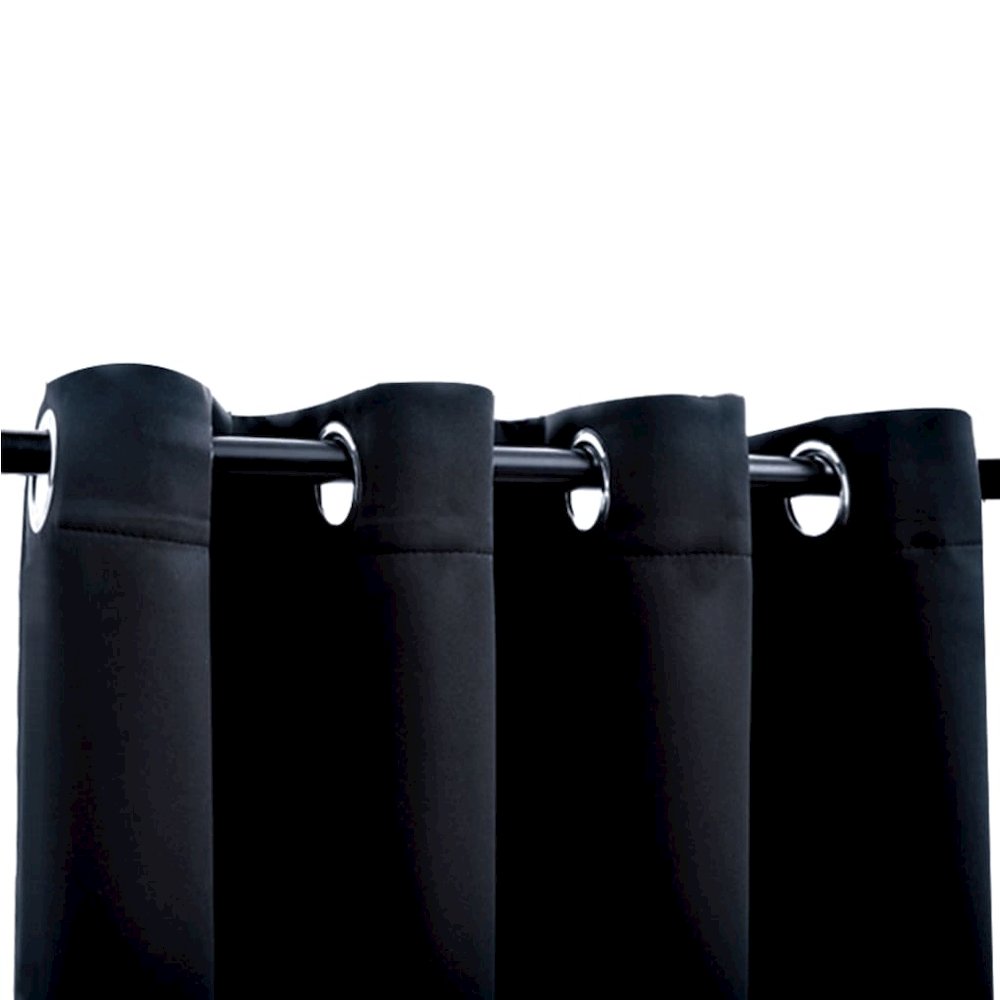 vidaXL Blackout Curtains with Rings 2 pcs Black 54"x63" Fabric, 134837. Picture 3