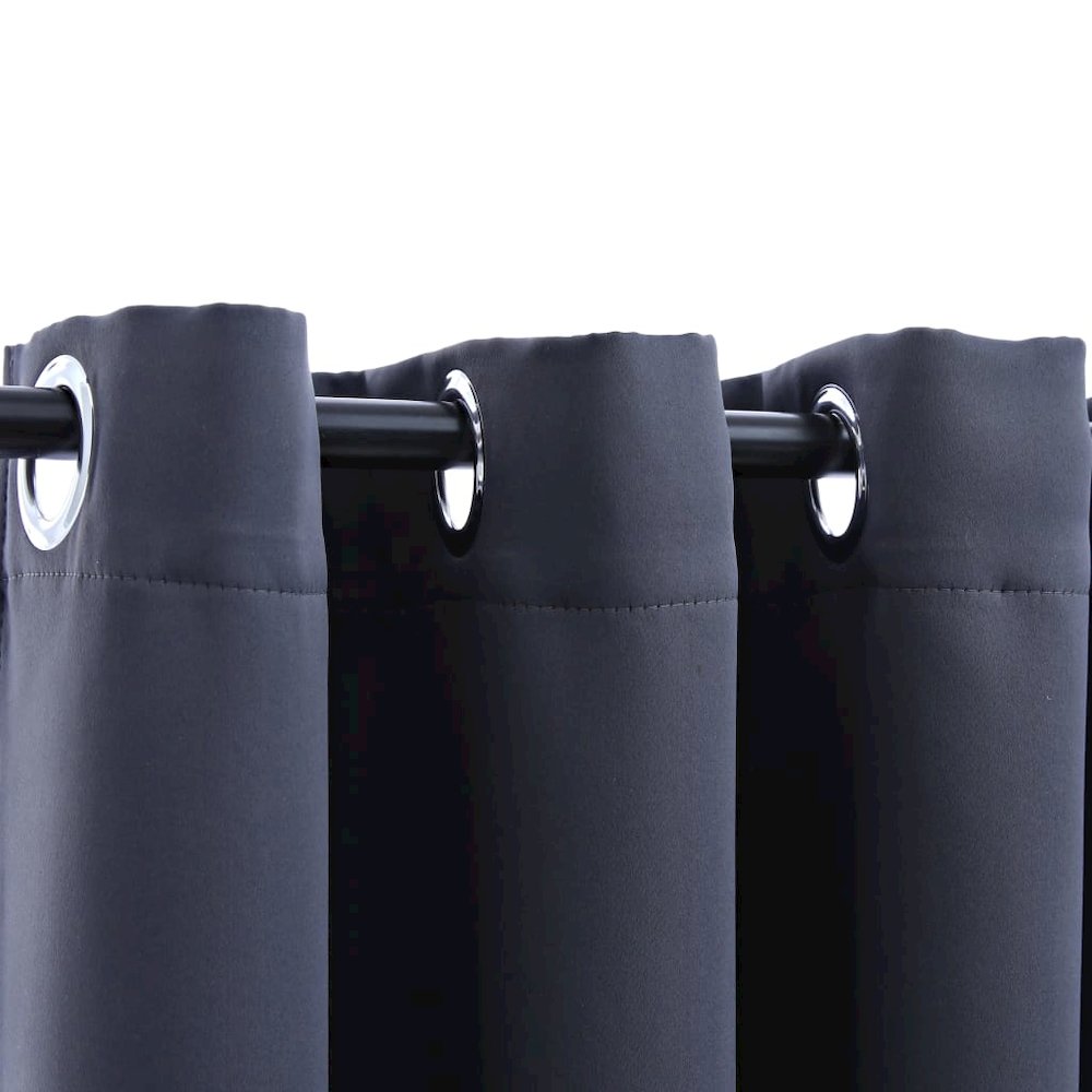vidaXL Blackout Curtains with Rings 2 pcs Anthracite 37"x84" Fabric, 134841. Picture 2