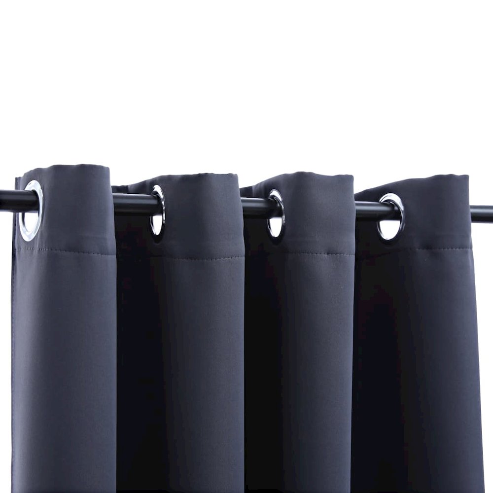 vidaXL Blackout Curtains with Rings 2 pcs Anthracite 54"x63" Fabric, 134843. Picture 3
